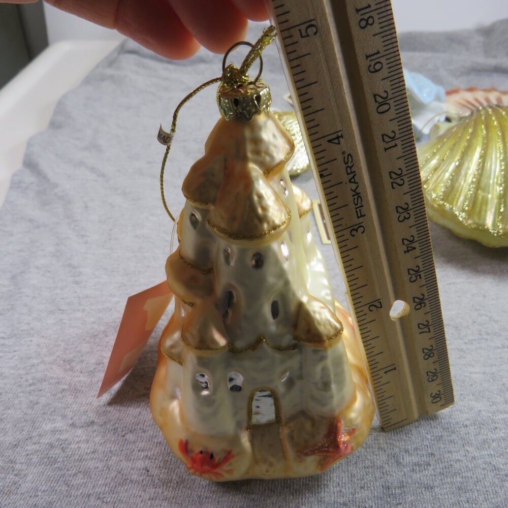 Sea Shell Blown Glass & Glittered with other Nautical Ornaments - Picture 4 of 15